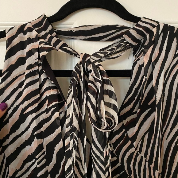 White House Black Market Size 8 Zebra Print High Low Ruffle Dress - Picture 4 of 5